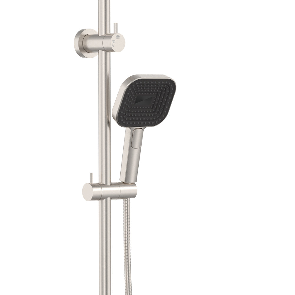 Fienza 455137BN Kuro Twin Shower, Soft Square Head, Brushed Nickel