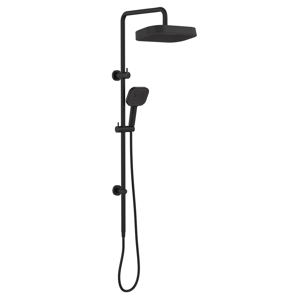 Fienza 455137B Kuro Twin Shower, Soft Square Head, Matte Black