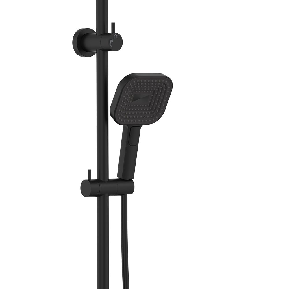 Fienza 455137B Kuro Twin Shower, Soft Square Head, Matte Black