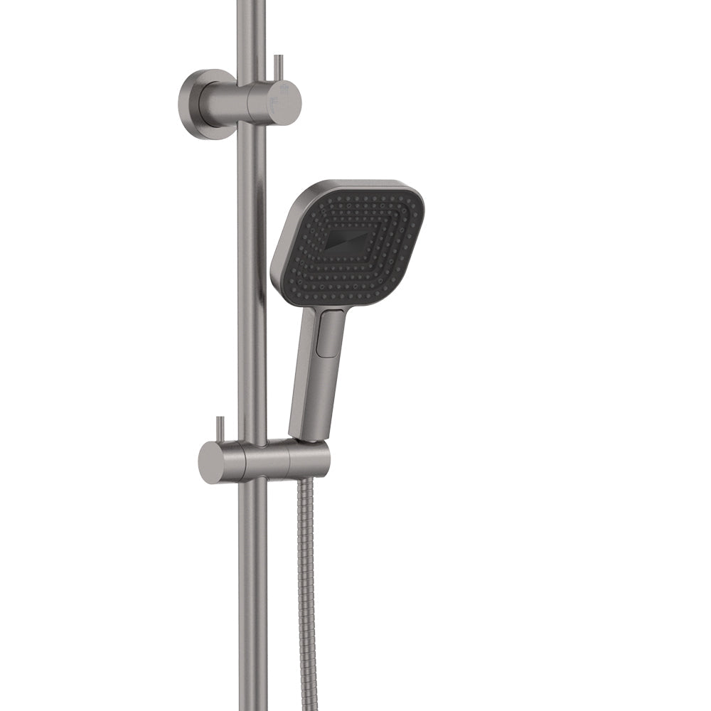 Fienza 455137GM Kuro Twin Shower, Soft Square Head, Gun Metal