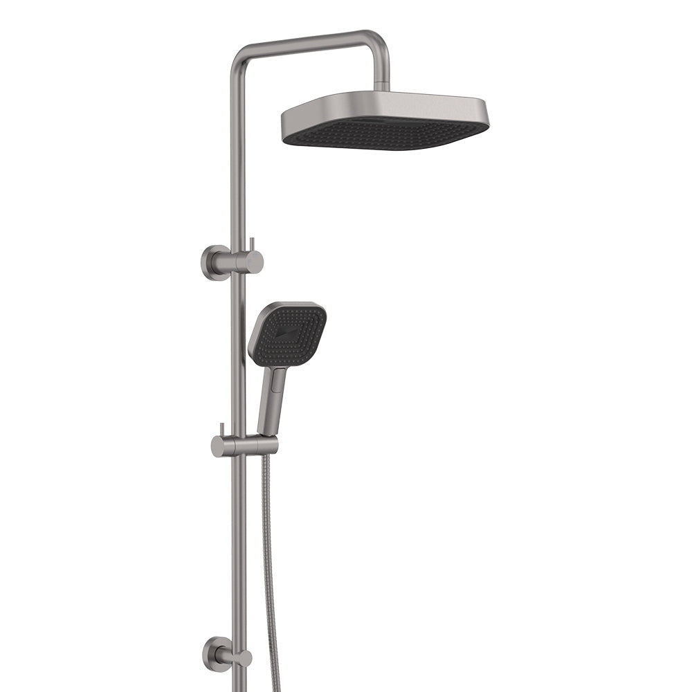 Fienza 455137GM Kuro Twin Shower, Soft Square Head, Gun Metal