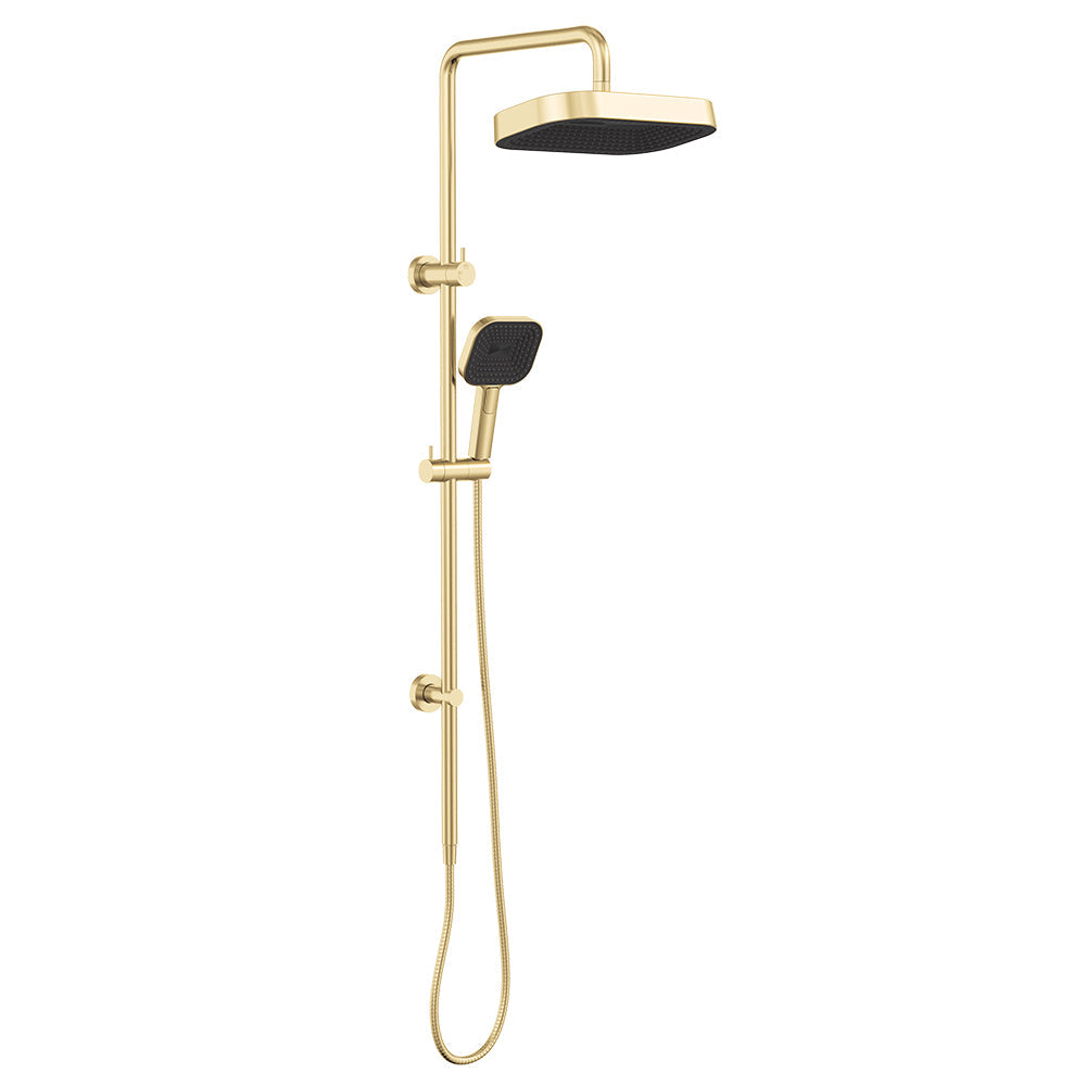Fienza 455137UB Kuro Twin Shower, Soft Square Head, Urban Brass