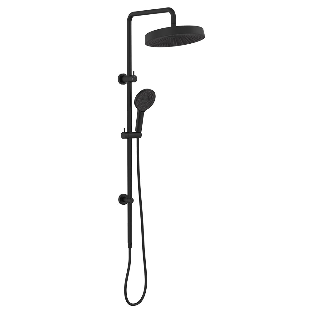 Fienza 455138B Kuro Twin Shower, Round Head, Matte Black