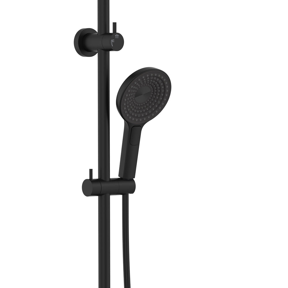 Fienza 455138B Kuro Twin Shower, Round Head, Matte Black