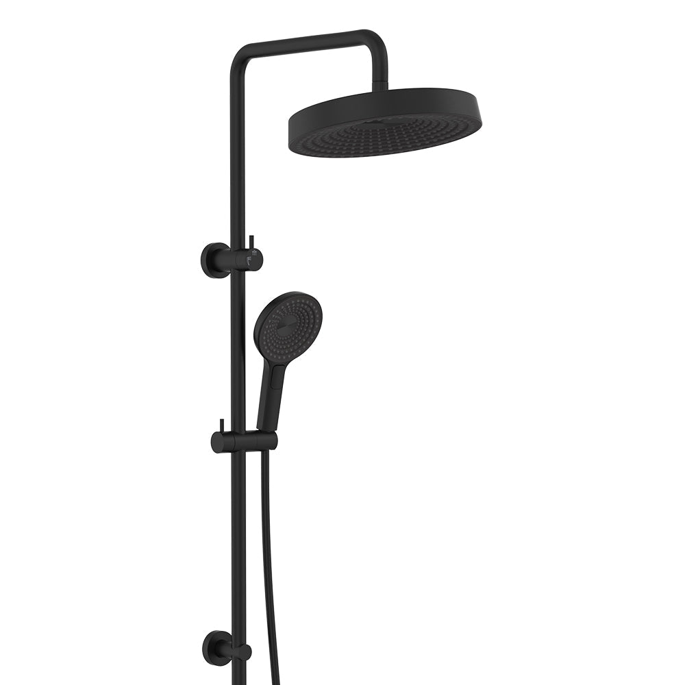 Fienza 455138B Kuro Twin Shower, Round Head, Matte Black