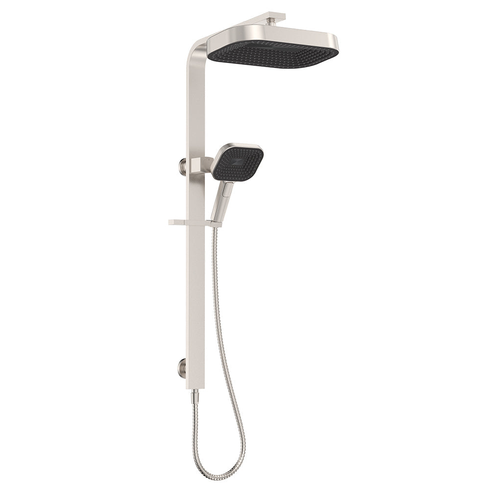 Fienza 455139BN Kuro Deluxe Twin Shower Soft Square Head, Brushed Nickel