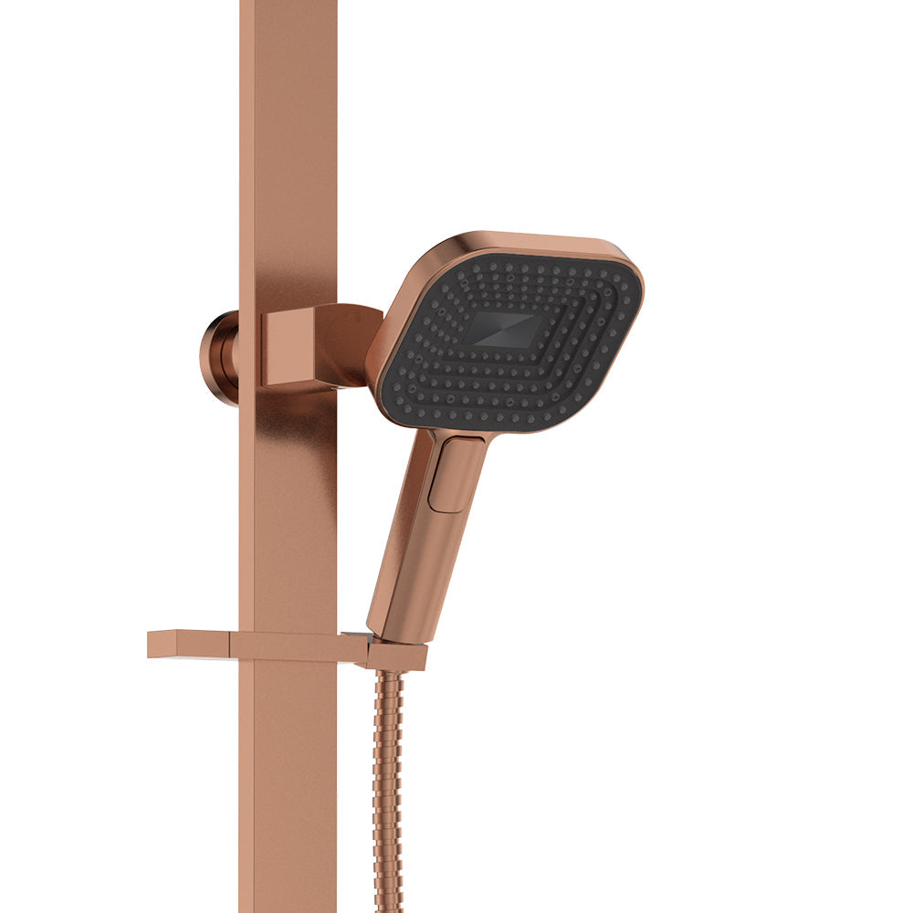 Fienza 455139CO Kuro Deluxe Twin Shower Soft Square Head, Brushed Copper