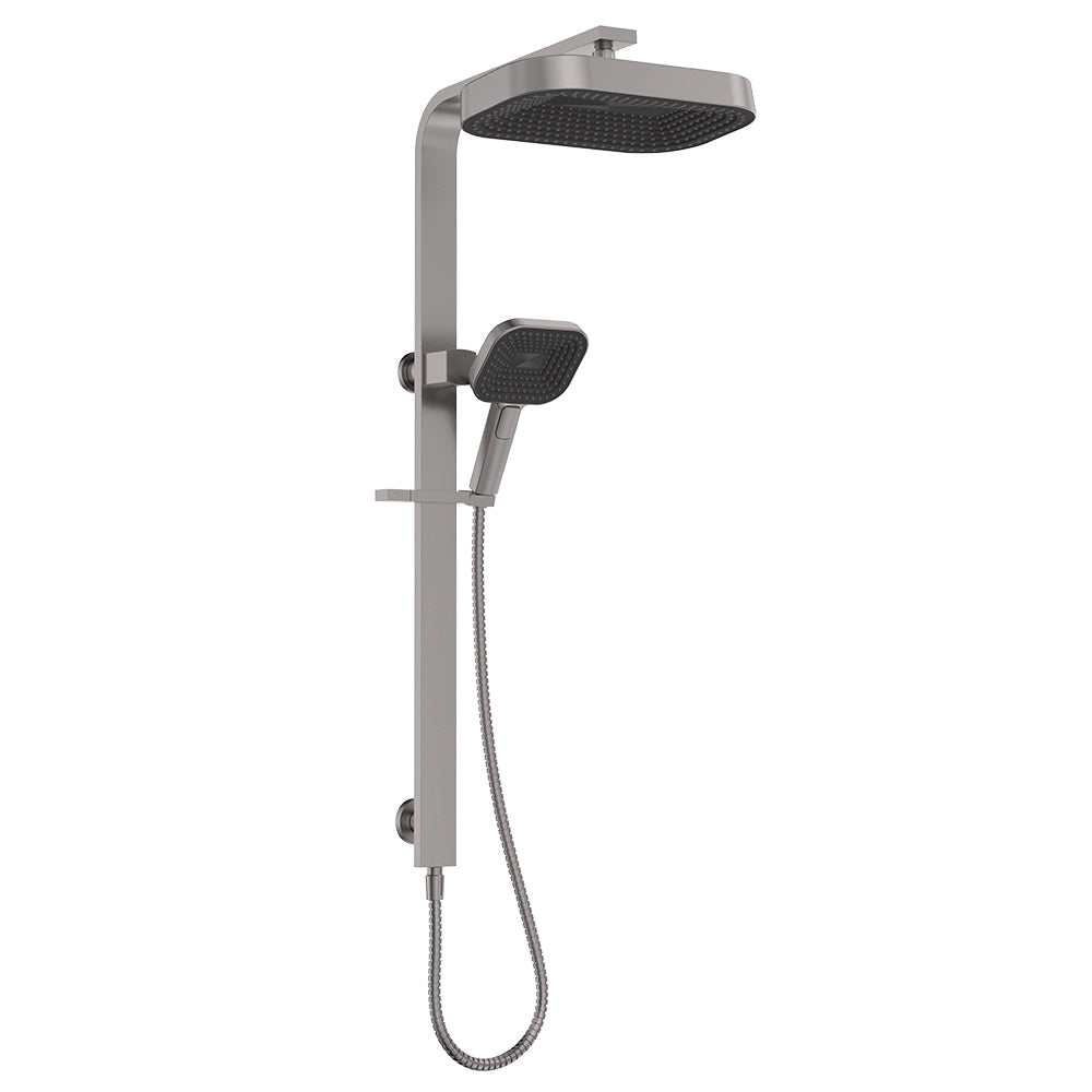 Fienza 455139GM Kuro Deluxe Twin Shower Soft Square Head, Gun Metal