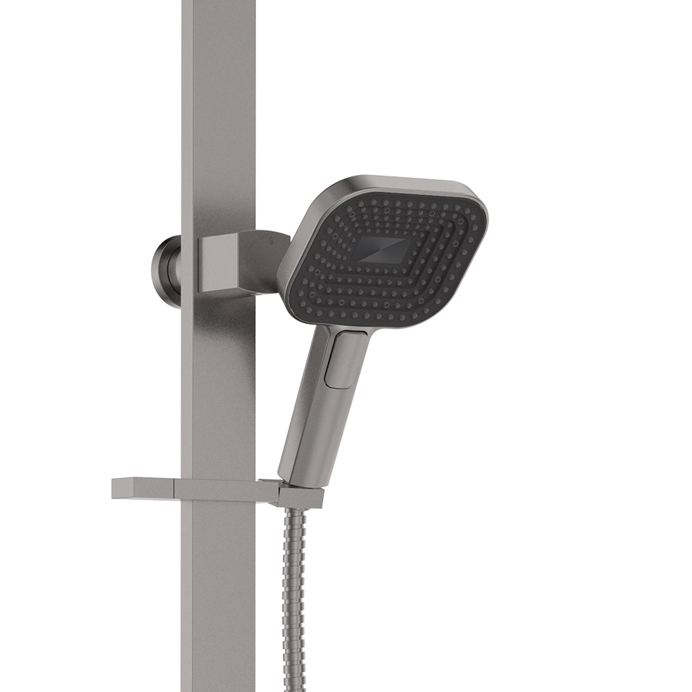 Fienza 455139GM Kuro Deluxe Twin Shower Soft Square Head, Gun Metal