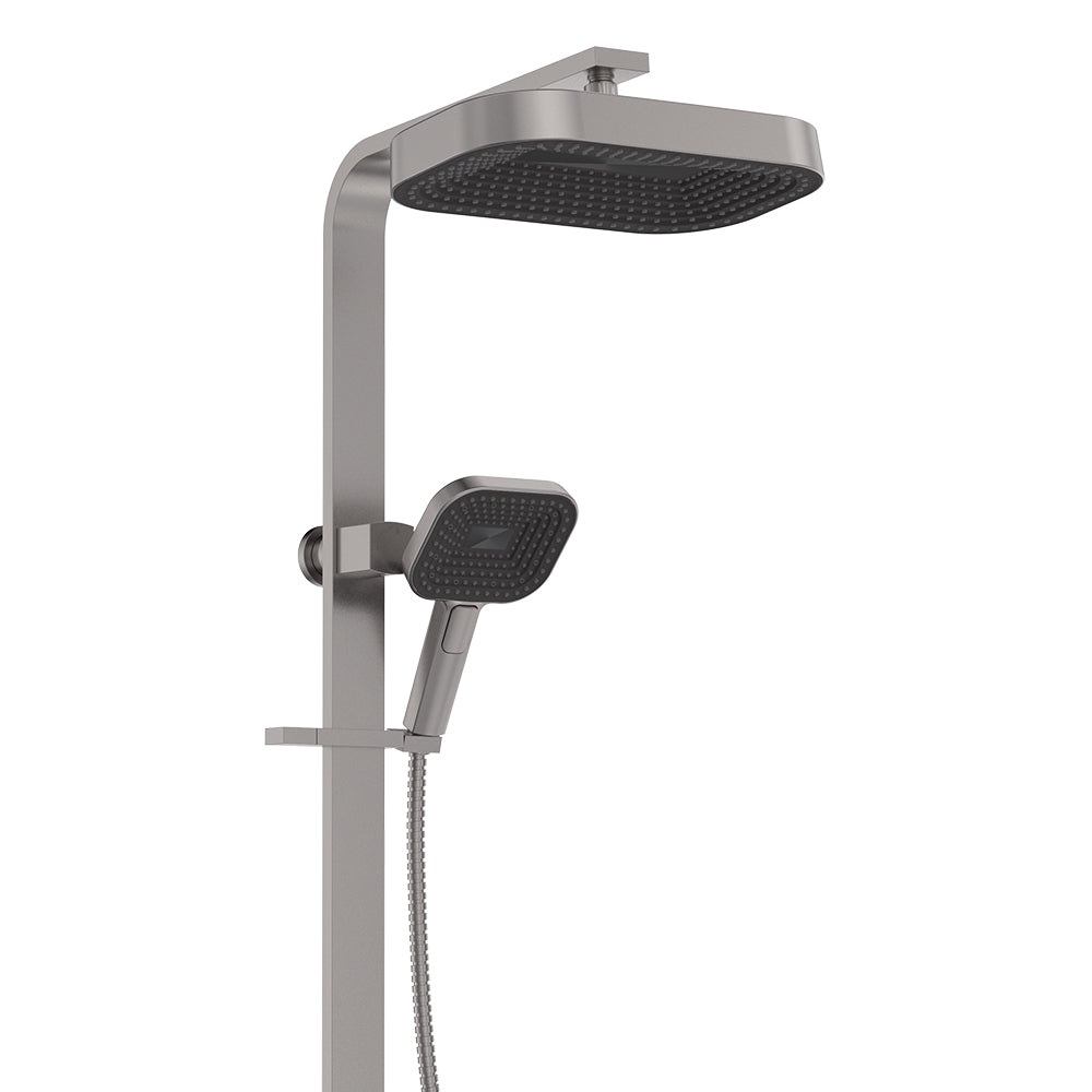 Fienza 455139GM Kuro Deluxe Twin Shower Soft Square Head, Gun Metal