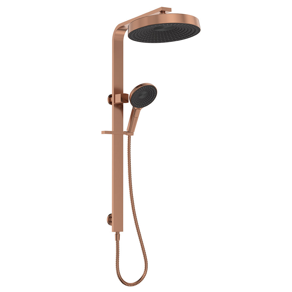 Fienza 455140CO Kuro Deluxe Twin Shower Round Head, Brushed Copper