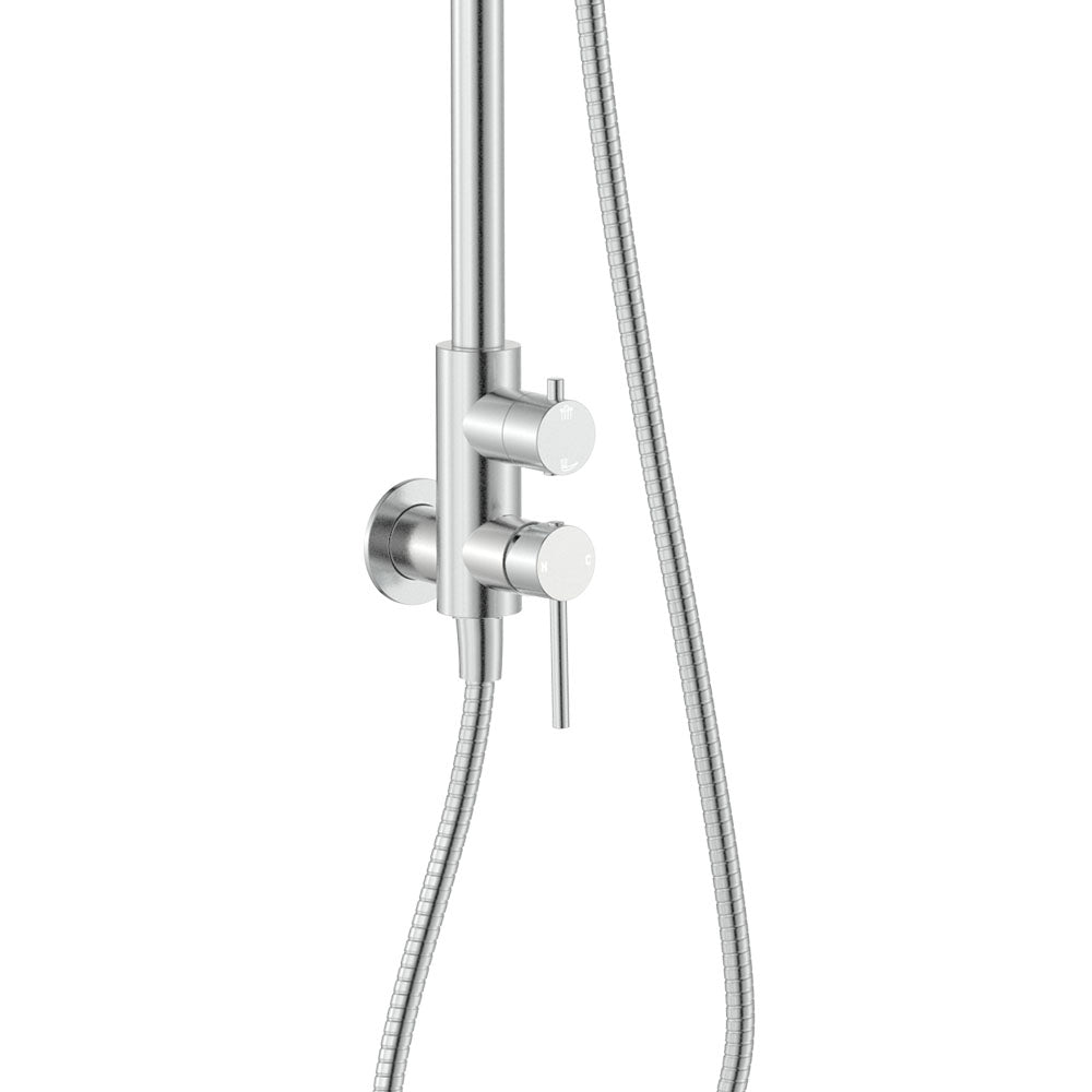 Fienza 455189 Kaya Wall Mounted Outdoor Twin Shower, Brushed Stainless Steel