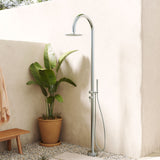 Fienza Kaya 455190 Floor Mounted Outdoor Twin Shower, 316 Brushed Stainless Steel