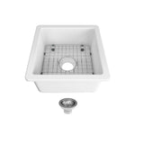 Seima 192510 Odessa 460 Ceramic Butler Sink, Single Bowl, 460x460mm Abovemount/Undermount, White Gloss with Brushed Gunmetal Waste & Grid