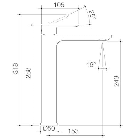Caroma Urbane II Lead Free Tower Basin Mixer, Brushed Nickel 98609BN6AF