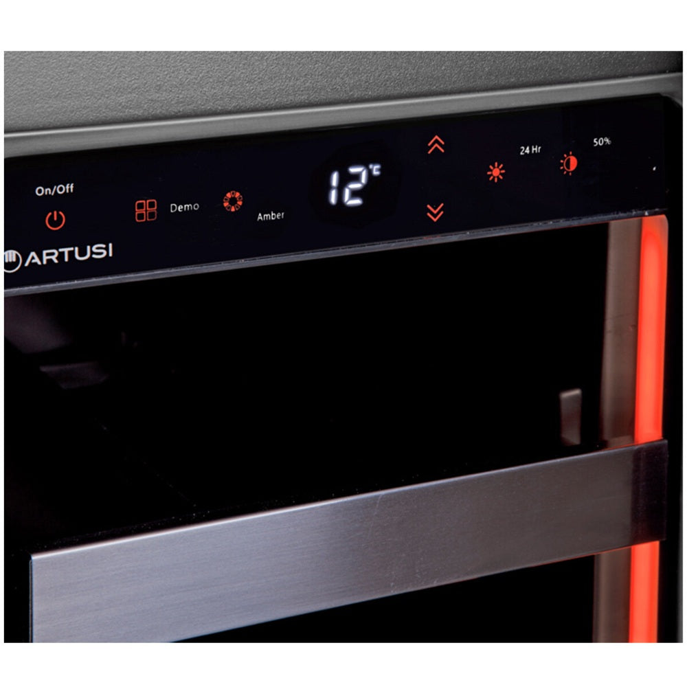 Artusi AWCD160BV Dual Zone Wine Cooler, 154 Bottle, Reversible Double Doors, Matte Black