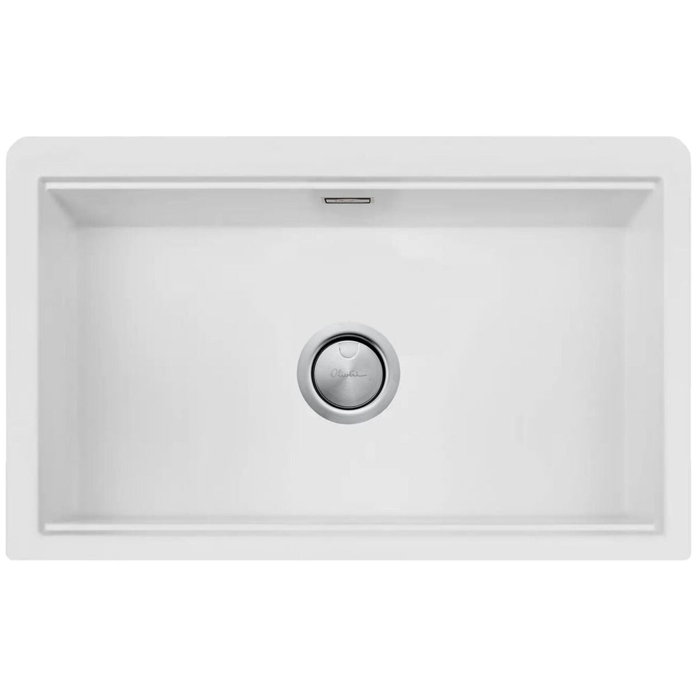 Oliveri Santorini Farmhouse Undermount Sink, 945x665mm, with Overflow, White, ST-WH1584U OF