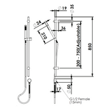 Greens Rocco Pin Rail Shower, Matte Black, 528100MB