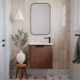 Fienza 55UWAL Minka Mini 550 Wall-Hung Vanity, Left Hand Tap, Walnut