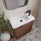 Fienza 55UWAL Minka Mini 550 Wall-Hung Vanity, Left Hand Tap, Walnut