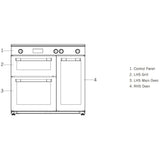 Artusi AFIR935B 90cm Induction Range Stove & 3 Door Electric Oven, Matte Black