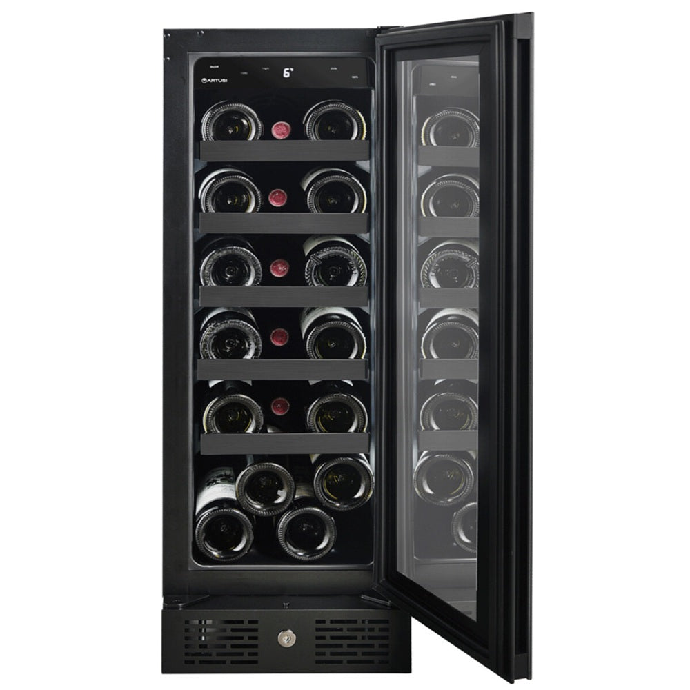 Artusi AWC18BV Single Zone Wine Cooler, 18 Bottle, Reversible Door, Matte Black
