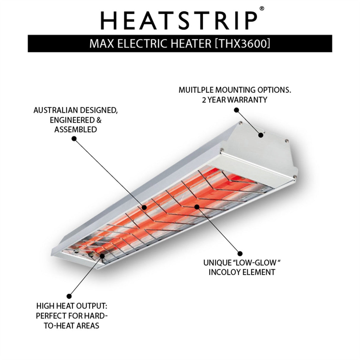 Heatstrip THX3600 3600W Max Radiant Outdoor Heater