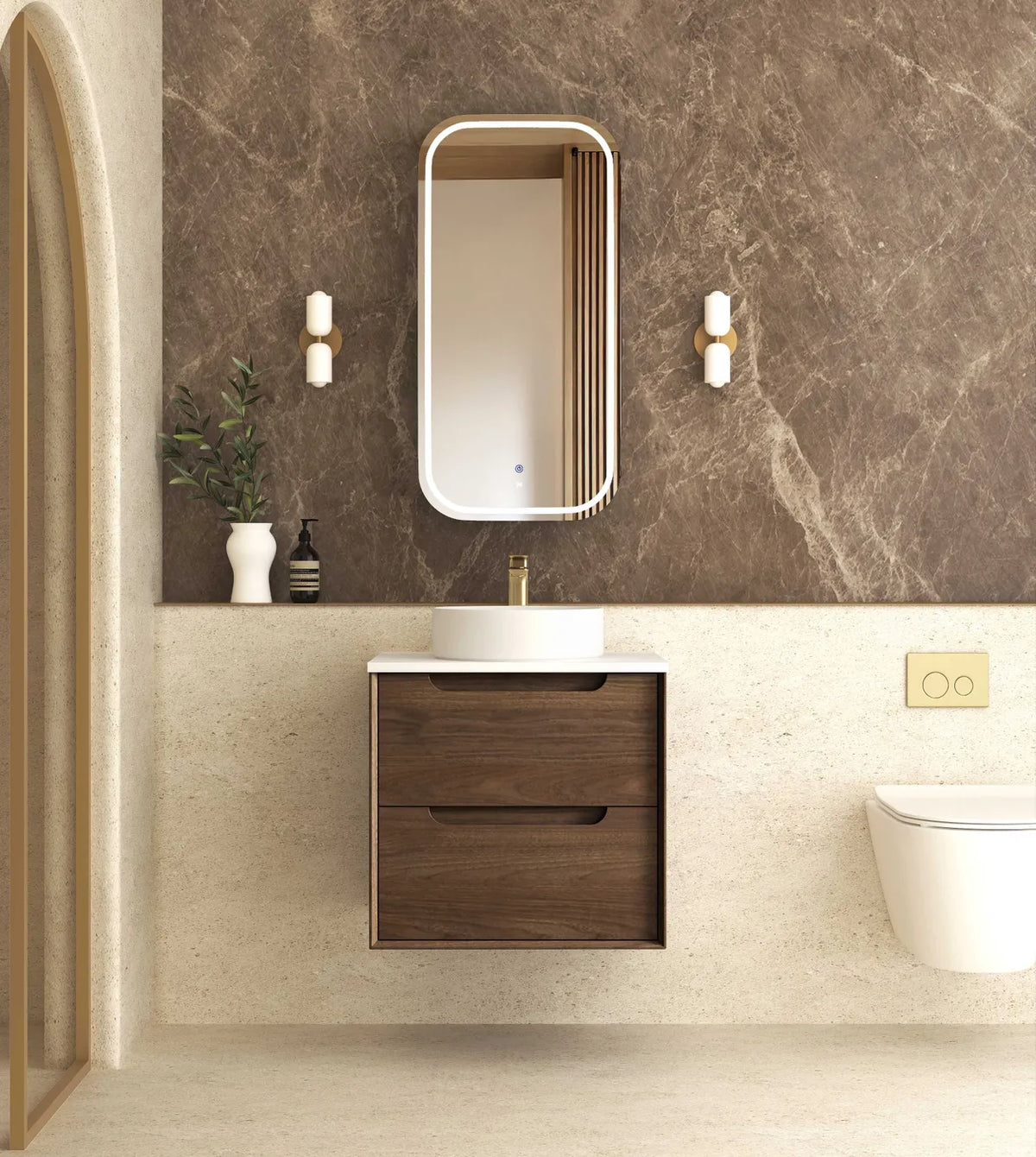Otti Byron Sable Walnut Wall Hung Vanity