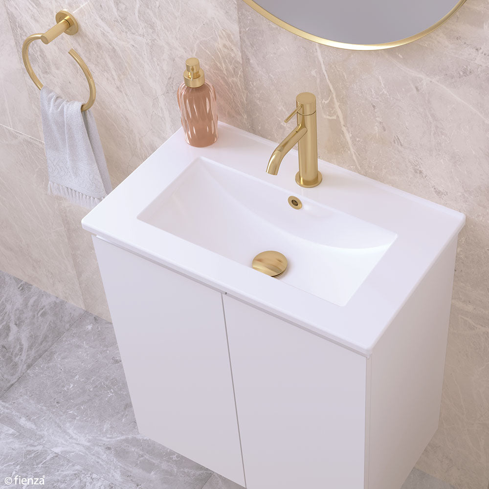 Fienza Siska 60Df Slim 600Mm White Wall Hung Vanity Unit Satin- Special Order Units