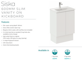 Fienza Siska 60Dfk 600Mm Satin White Vanity With Kickboard - Special Order Units
