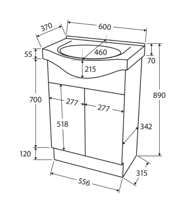 Fienza Antonio 60Ekw 600Mm White Vanity Unit - Special Order Units