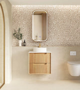 Otti Byron Wall Hung Vanity, Fluted Woodland Oak