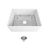 Seima 192513 Odessa 610 Ceramic Butler Sink, Single Bowl, 610x485mm Abovemount/Undermount, White Gloss with Gunmetal Basket Waste & Grid