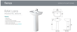 Fienza 610133W RAK Lara Pedestal Basin, 3 Tap Hole, White
