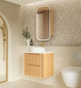 Otti Byron Wall Hung Vanity, Fluted Woodland Oak