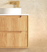 Otti Byron Wall Hung Vanity, Fluted Woodland Oak