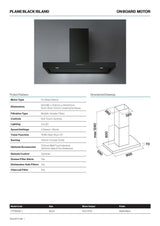 Falmec F7PB90B1 Plane Black 90cm Island Canopy, Matte Black, 800m3