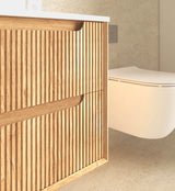Otti Byron Wall Hung Vanity, Fluted Woodland Oak