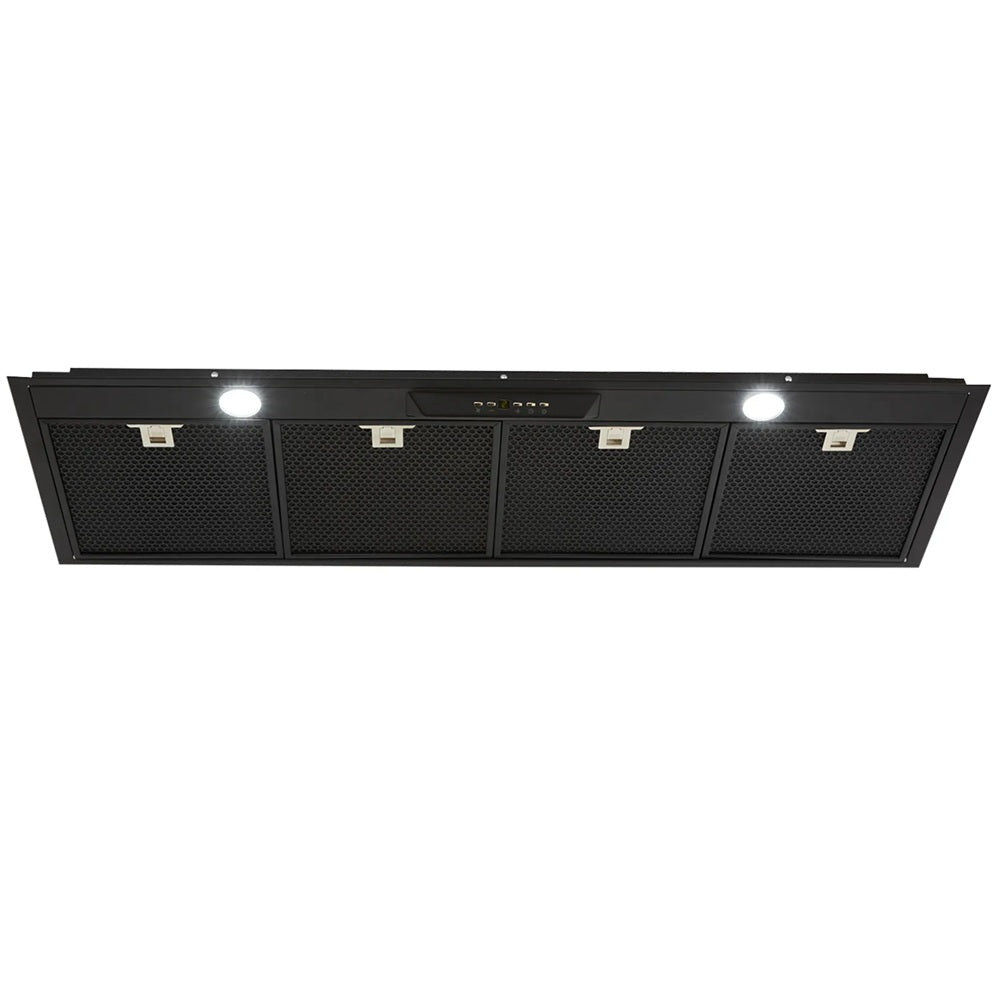Schweigen UM1390-12BSINL 120cm Silent Inline Motor Undermount Rangehood, 1600m3/hr, Black