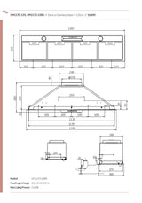 Schweigen UM1170-12SINL 120cm Silent Inline Motor Undermount Rangehood, 1600m3/hr, Stainless Steel