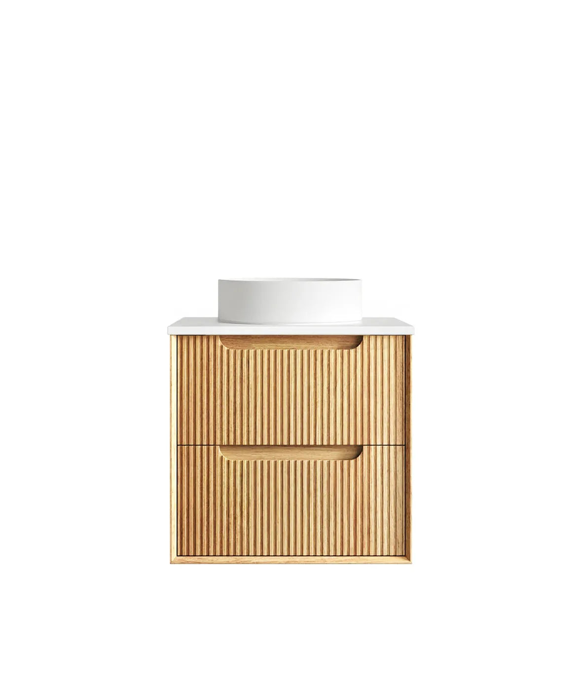Otti Byron Wall Hung Vanity, Fluted Woodland Oak
