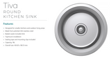 Fienza Tiva 68103 Stainless Steel Round Kitchen Sink - Special Order Laundry Insert Sinks