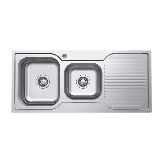 Fienza Tiva 1080 1.75 Kitchen Sink With Drainer Left Bowl 68106L - Special Order Top Mounted Sinks