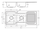 Fienza Tiva 1080 1.75 Kitchen Sink With Drainer Right Bowl 68106R - Special Order Top Mounted Sinks