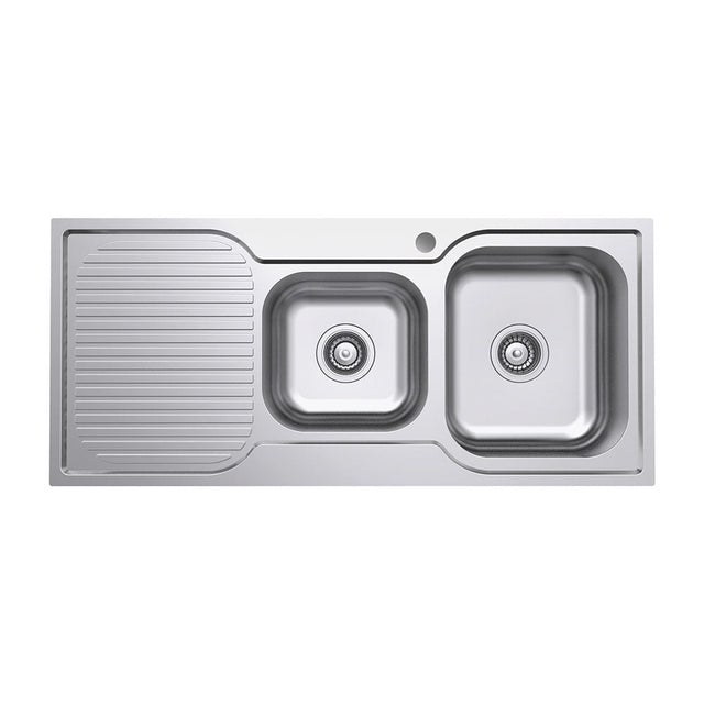 Fienza Tiva 1080 1.75 Kitchen Sink With Drainer Right Bowl 68106R - Special Order Top Mounted Sinks