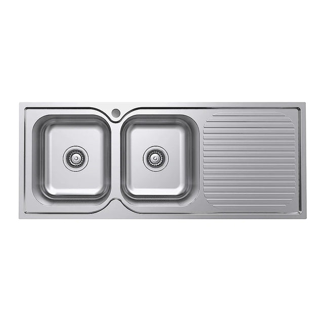 Fienza Tiva 68107L 1180 Double Kitchen Sink With Drainer Left Bowl - Special Order Top Mounted Sinks