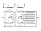 Fienza Tiva 68107R 1180 Double Kitchen Sink With Drainer Right Bowl - Special Order Top Mounted