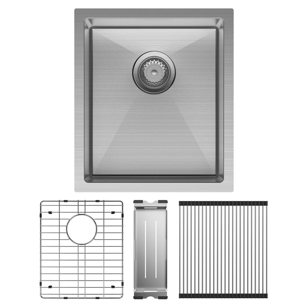 Fienza Single Bowl Kitchen Sink Kit - Stainless Steel 68400Kit Top Mounted Sinks