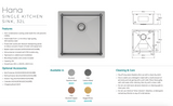 Fienza Hana 68401RB 32L Single Kitchen Sink, PVD Rugged Brass
