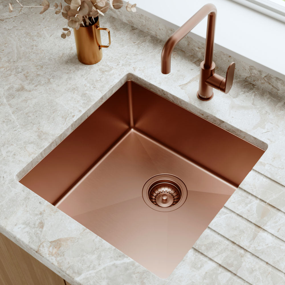 Fienza Hana 68401CO 32L Single Kitchen Sink, Brushed Copper